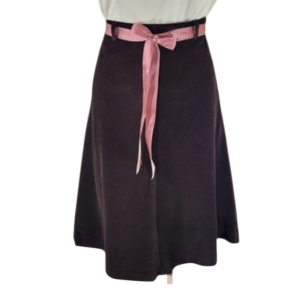 Banana Republic Brown Corduroy A-Line Skirt Pink Velvet Tie Womens Size 4